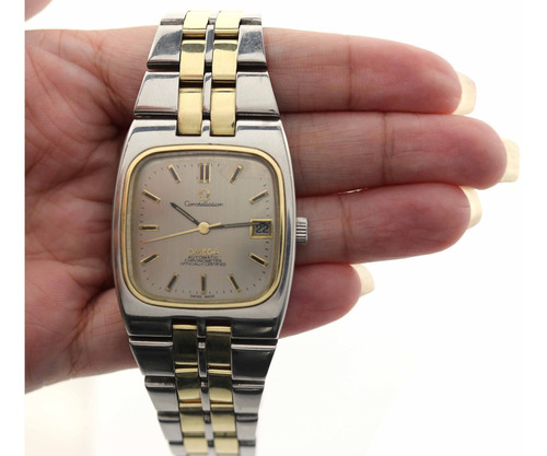 Omega Constellation Aço E Ouro Maciço 18k Relogio Automatico Chronometer Calendario Segundeiro Tinge Assinado J21693