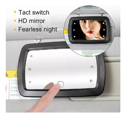A Espejo Vanidad Visera Coche Con Luz Led, Universal