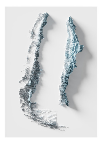 Mapa De Relevo Do Chile Topográfico - Tamanho A1