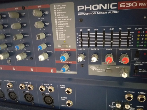 Imagen 6 de 6 de Consola Mixer Potenciada Phonic Power630 Bluetooth 300w 6 C