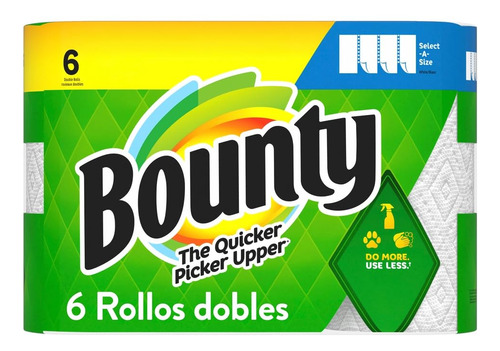 Bounty Toallas De Papel Blancas Select-a-size, 6 Rollos