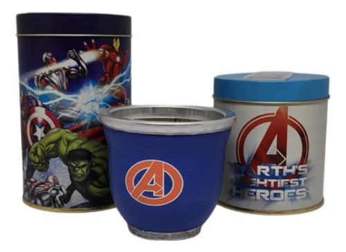 Set De Mate Deluxe Avengers Yerbera Azucarera Mate