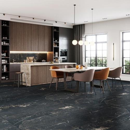 Porcelanato Akros Black Alberdi 80x80 Simil Marmol Negro