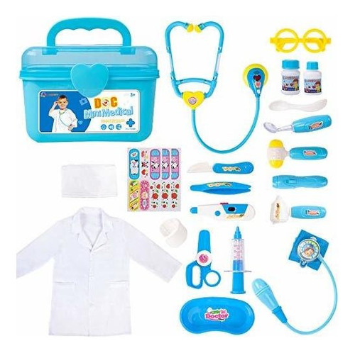 Juego Para Niños Kit Medico Cirujano Color Azul 23 Piezas