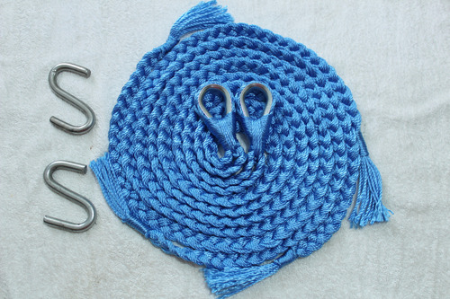 Soga Cuerda Para Hamaca Incluye Par De S Metalica Negra Color Azul Acero Color