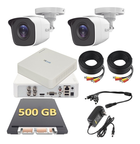 Kit Video Vigilancia 2 Cámaras 1080p Cctv 500gb Hilook