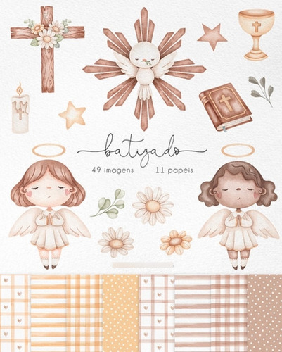 Kit Imagenes Png Bautismo Angelitos Nene Nena Acuarela Ni37