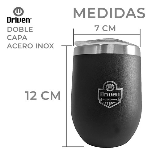 Imagen 2 de 4 de Mate Térmico Driven 350 Ml Tapa Acrílica Acero Inoxidable Color Negro