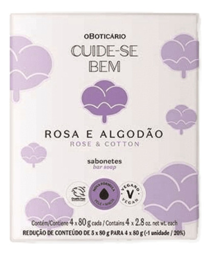 Sabonetes Cuide-se Bem Rosa E Algodão 4x80g Cada