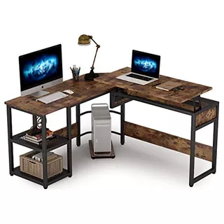 L Shaped Desk With Lift Top, Modern Sit To Stand Corner...