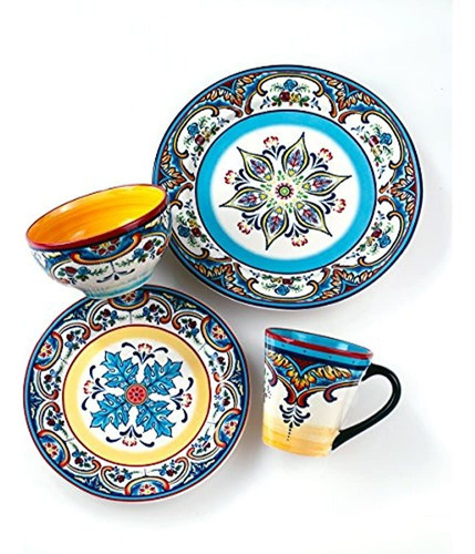 Euro Ceramica Zanzibar Collection Vajilla 16 Piezas Cocina Y