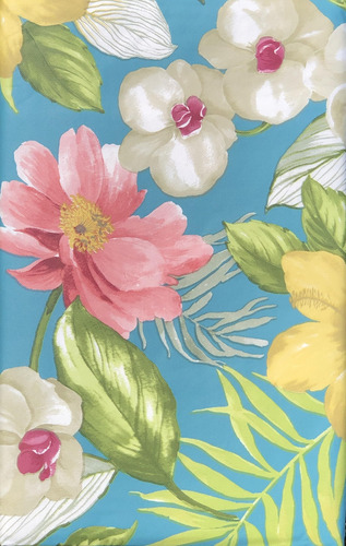 Mantel De Flanela De Vinilo Con Diseño De Orquídeas Tropical