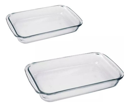 Set X2 Fuentes Vidrio Templado Asadera Para Horno Cocina