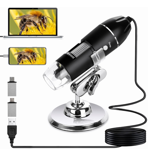 3 En 1 Microscopio Digital Usb 1600x Zoom Optico Hd 8 Leds