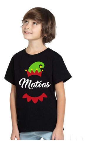 Playera Niños Duende Navidad Nombre Personalizado