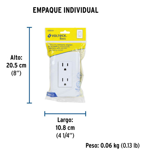 Contacto Duplex 2 Polos + Tierra 10 Pzas Basic Volteck 25076