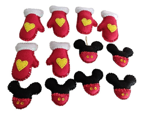 Figuras Esferas De Fieltro Set De 12 Piezas Mickey Guante