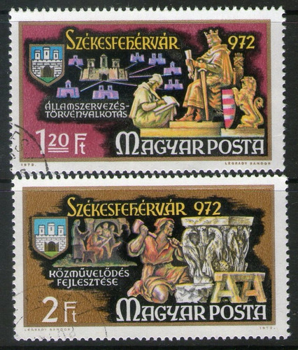 Hungría 2 Sellos 1000° De La Ciudad De Szekesfehervar 1972