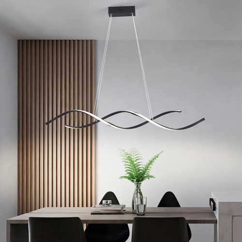 Luminária Pendente Led Espiral Dna Moderno Mesa E Sala 3000k Estrutura Preto 110v/220v