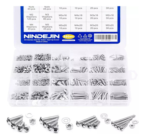 Kit Tornillos Allen Tuerca Arandela M2 M3 M4 M5 (880u) Caja Cabeza Redonda