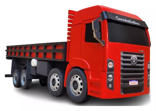 Caminhão Boiadeiro Bi-Truck em Madeira Vermelho