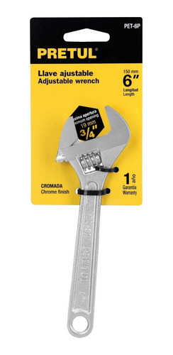 Llave Perico 6´ Ajustable Apertura 3/4´ Acero Cromado 21814