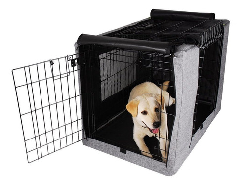  Durable Double Door Polyester Dog Crate Cover With Mes...