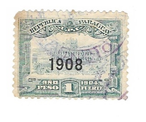 Lt1362. Estampilla Antigua Del Paraguay, Sobrecarga 1908