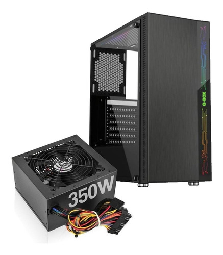 Gabinete Gamer Qbox 852t Rgb Vidrio Templado Con Fuente 350w