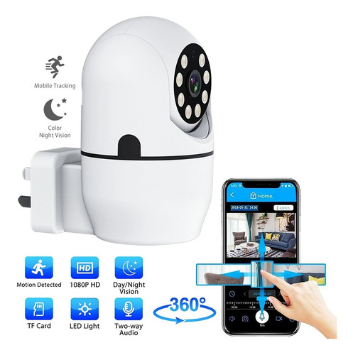 Imagen 4 de 9 de Fralugio Camara Seguridad Wifi Ptz 1080p 360° Nocturna Plug