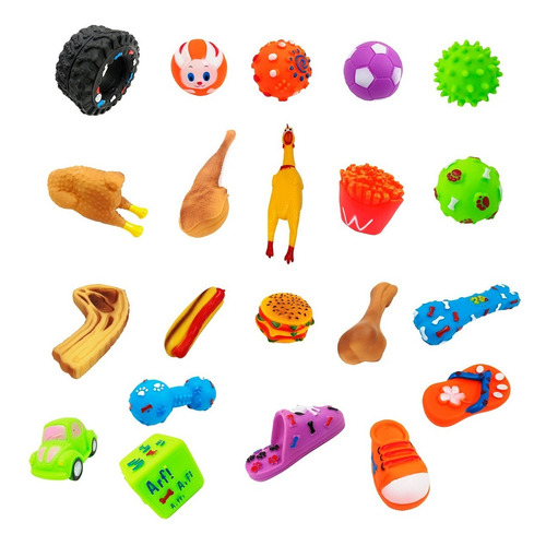 Kit Com 12 Brinquedos Para Pet - Mordedor - Bolinha - Pneus