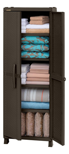 Armario Gabinete Patio Grande Rattan Rimax R7188 Plástico Exterior Rimax Color Wengue