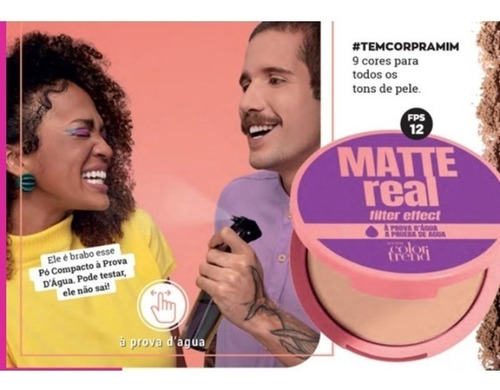 Base de maquiagem em pó compacto Avon Color Trend Matte Real
