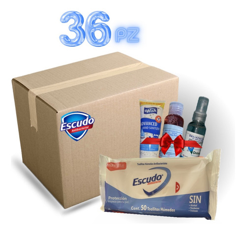 Pack 36 Toallitas Húmedas Antibacterial Escudo 50 C/u