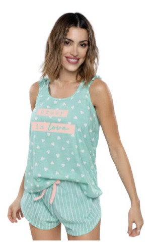 Pijama Musculosa De Algodón Estampado.  So Pink  Art - 11591