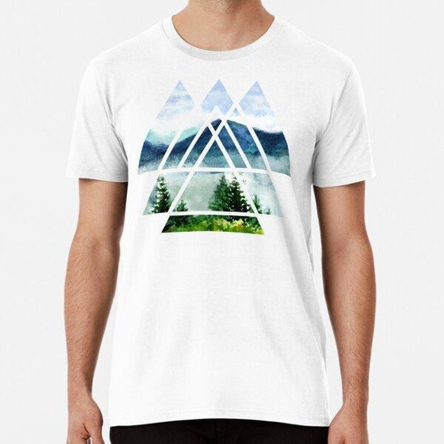 Remera Triángulos De Geometría Sagrada - Paisaje De Acuarela