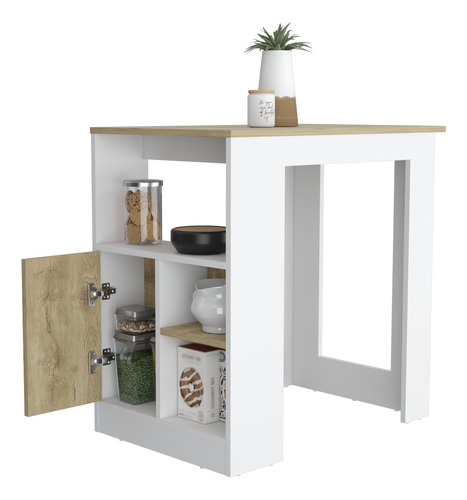 Isla De Cocina Stirling 59x92 Blanco Macadamia Moderna