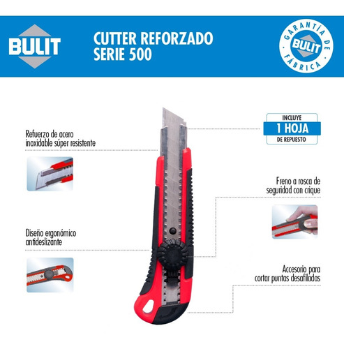 Imagen 2 de 3 de Cutter Reforzado Bulit A Rosca Con Repuesto