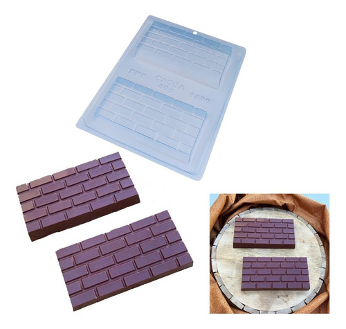 Forma Tablete Barra Tijolinho Chocolate Com Três Partes Cor Transparente