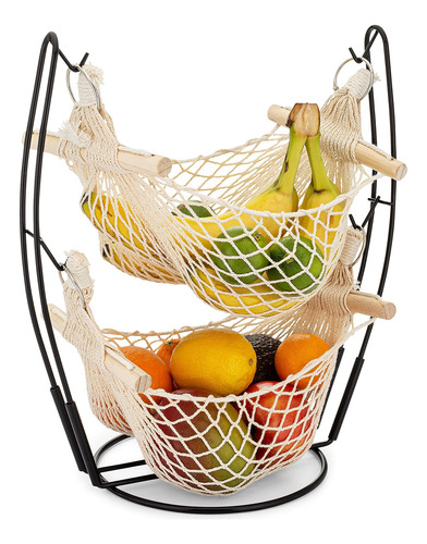 Whireshire Hamaca De Frutas De 2 Niveles Con Soporte De M