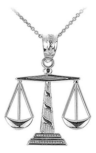 Collar - 925 Sterling Silver Scales Of Justice Pendant Neckl