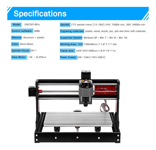 Mini Máquina Cnc 30*18 Pro Grbl Control Diy Cnc De 3 Ejes Pc