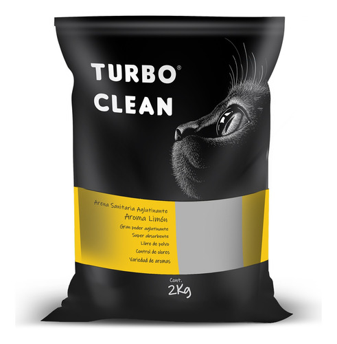 Arena Sanitaria Para Gatos Turbo Clean Aroma Limón 2kg