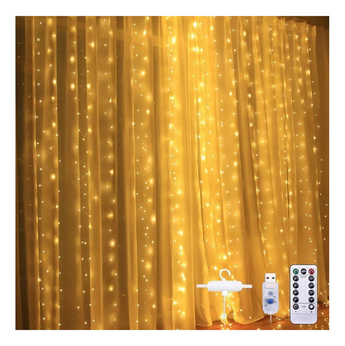 M 3 Cortinas Serie Luces 100 Led Decorativas Usb 8 Modos