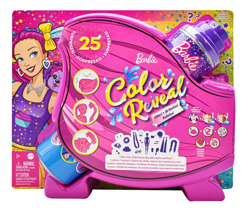 Barbie Color Reveal Brillantina 25 Sorpresas Rosa Mattel