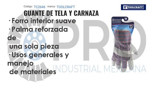 Guante De Tela Y Carnaza Unitalla Palma Reforzada