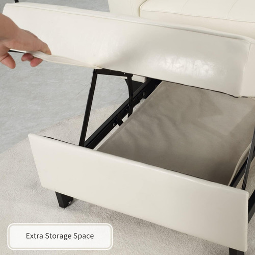 Sofá Cama C/puerto Usb 3 En 1; Faux Leather Blanco Duraspace