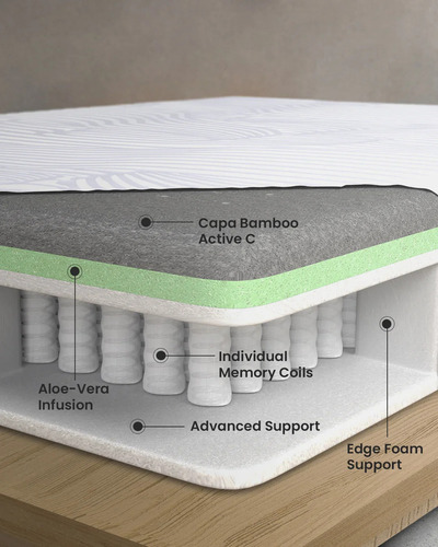 Colchon King Size Memory Foam Smart Bamboo Hybrid Premium Color Blanco