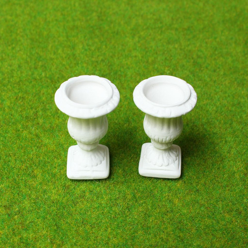 2pcs Casa De Cerámica Jardín Macetas Miniatura 1/12