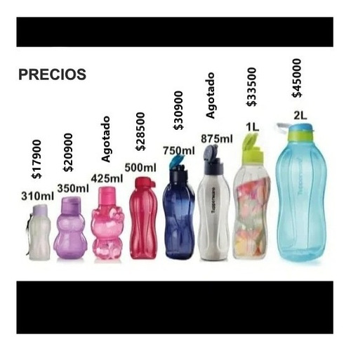 Botilitos Para Agua, Botellas Tupperware Tamaño Variable